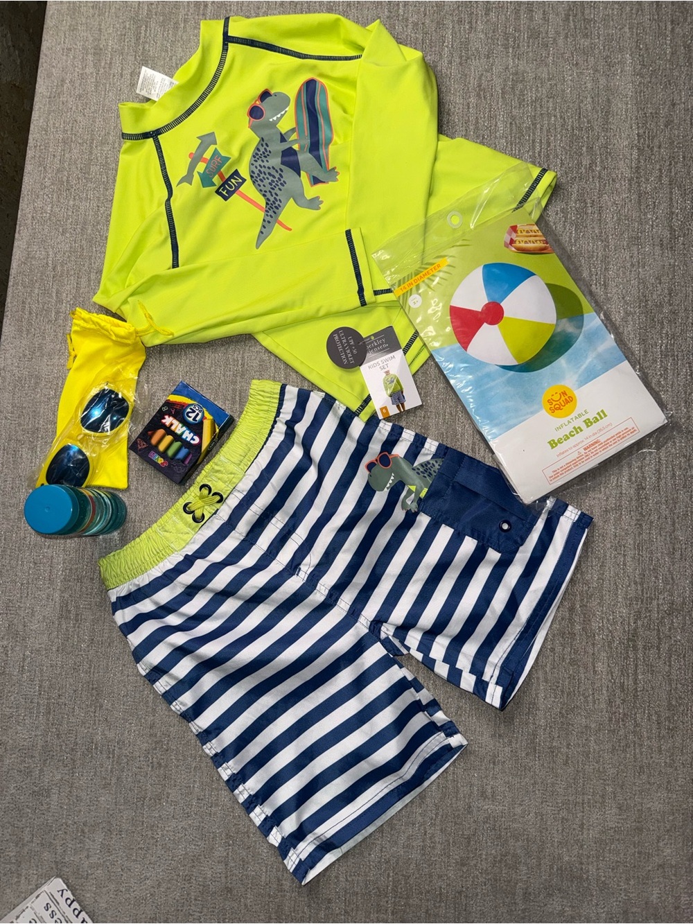 Boys Size 6 Dinosaur Swim Set Beach Summer Bundle NWT
